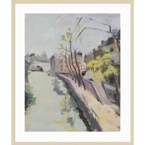 35"x41" Grand Quay Paris by Anne Durham Wood Framed Wall Art Print Brown - Amanti Art: Modern Acrylic, Fir Wood Frame, Wire Mount - 1 of 4