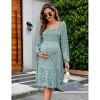 Womens Maternity Dress Square Neck Long Puff Sleeve Maternity Dress - 4 of 4