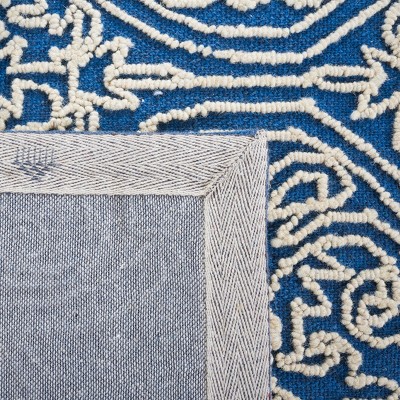 Blue and Ivory Hand-Tufted Wool Square Area Rug