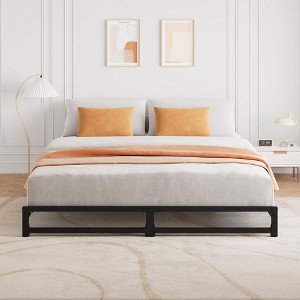 Flat Bed Frame, Sturdy Metal Platform with Box-Free Design, No-Tool Assembly, Space-Saving Low Profile, Underbed Storage & Modern Minimalist Style - 1 of 4