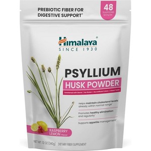 Himalaya Raspberry Lemon Psyllium Husk Powder, Daily Fiber Supplement for Digestive Health, Sugar-Free, Gluten-Free, Vegan, 12 oz - 1 of 4