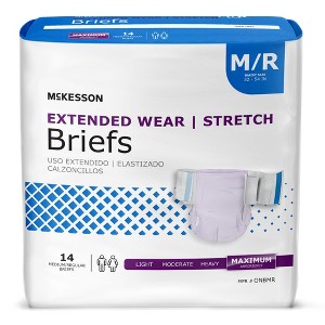 McKesson Extended Wear Stretch Briefs, Incontinence, Maximum Absorbency, Unisex, Medium, 14 Count, 1 Pack - 1 of 4