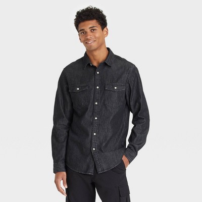 Black jean best sale button up shirt