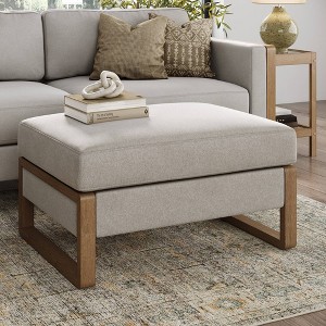 Nathan James Madison Ottoman with Hidden Storage: Modern Elegance, Rubberwood Legs, Linen Upholstery - 1 of 4