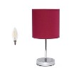 11.81" Traditional Petite Metal Stick Bedside Table Desk Lamp in Chrome with Fabric Shade - Creekwood Home - 2 of 4