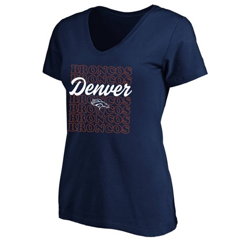 Nfl Denver Broncos Women's Plus Size Short Sleeve V-neck T-shirt : Target
