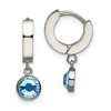 Chisel Stainless Steel Polished with Blue Preciosa Crystal Dangle Hinged Hoop Earring - 2 of 4