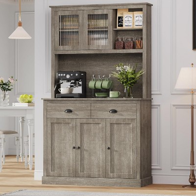 71' Tall Storage Cabinet - Freestanding Kitchen Pantry Cabinet with Drawers and Adjustable Shelves