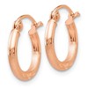 Black Bow Jewelry 2mm x 13mm 14k Rose Gold Satin & Diamond-Cut Round Hoop Earrings - 2 of 4