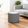 Gulches Light Marble Top Round Cylinder Leather Indoor End Table 17x17x17 Inch Modern Living Room Sofa Side Table - 2 of 4