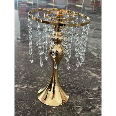 13.8in Height Crystal Flower Stand Wedding Centerpieces for Tables,  Gold Centerpiece Stands Metal Flower Vase for Party, Anniversary Ceremony