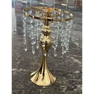 13.8in Height Crystal Flower Stand Wedding Centerpieces for Tables,  Gold Centerpiece Stands Metal Flower Vase for Party, Anniversary Ceremony - 1 of 1
