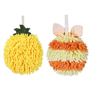 REGALWOVEN 2 Pcs Comfortable Soft Absorbent Chenille Ball Fuzzy Hand Towels - 1 of 4
