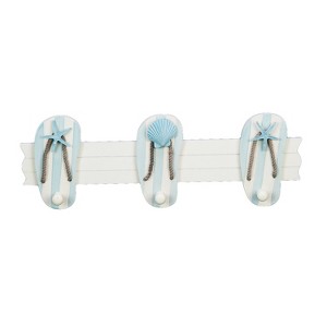 Beachcombers 3 Sandal Hooks On 1 Coastal Plaque Sign Wall Hanging Decor Decoration For The Beach 18 x 6 x 3 Inches. - 1 of 2