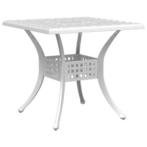vidaXL Garden Table White Cast Aluminum 31.5 in x 31.5 in Durable - 1 of 4