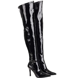 HalloweenCostumes.com 7 Women Black Patent Over the Knee Women's Boots, Black - 1 of 4