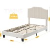 DobleePy Twin Plus Size Beige Kids Bed, Sturdy Velvet Headboard, Oak Wood Slats, Squeak Resistant, No Box Spring Needed, Easy Assembly - 2 of 4