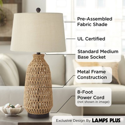 San Carlos 29" Coastal Modern Table Lamp with Bronze Accents and Oatmeal Shade