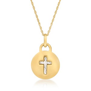 Ross-Simons Italian 14kt 2-Tone Gold Diamond-Cut Cross Pendant Necklace - 1 of 3