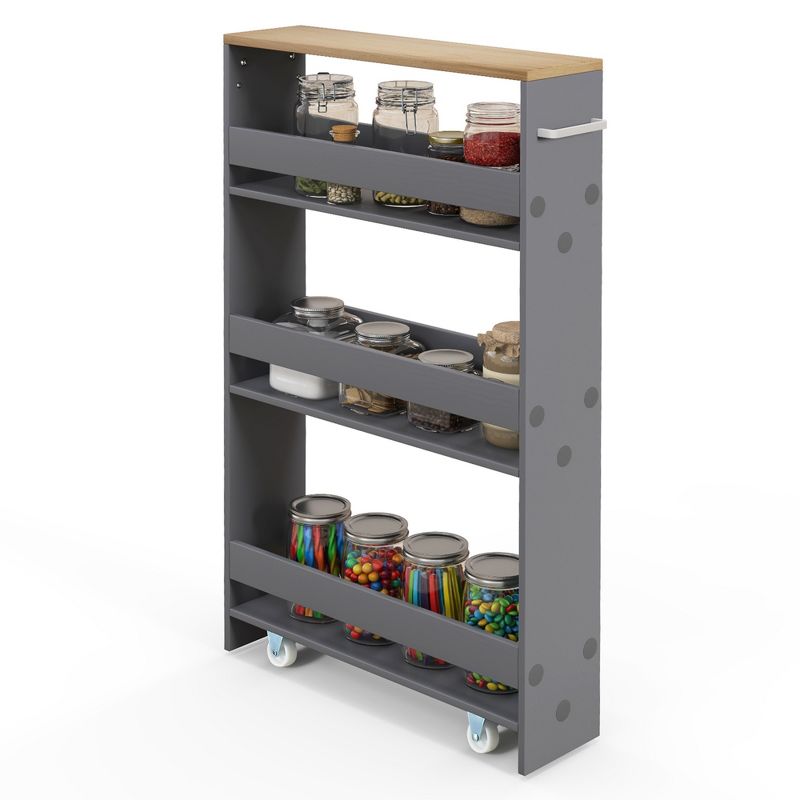 Costway Rolling Kitchen Slim Storage Cart Mobile Shelving Organizer with Handle, 1 of 11