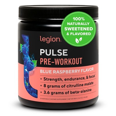 Legion Pulse Natural Pre-Workout Supplement - 20 Servings (Blue Raspberry)