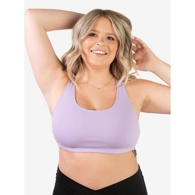 Leading Lady The Serena - Cotton Wirefree Sports Bra In Lavender, Size:  46bcd : Target