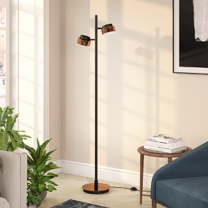 Hudson and Canal 2-Light Floor Lamp with Metal Shade Blackened Bronze/Copper: Industrial Design, Dual Downlights - 1 of 4