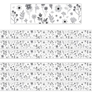 Teacher Created Resources® Black and White Floral Straight Border Trim, 35 Feet Per Pack, 6 Packs - 1 of 4
