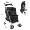 phiestina Pet Stroller for 2 Dogs and Cats, Double 4 Wheel Cat Pet Carriers Bag Jogger, Waterproof Folding Crate with Soft Pad, Black - 2 of 4