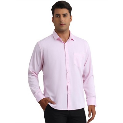INSPIRE CHIC Men's Solid Long Sleeve Regular Fit Formal Business Button Down Dress Shirts