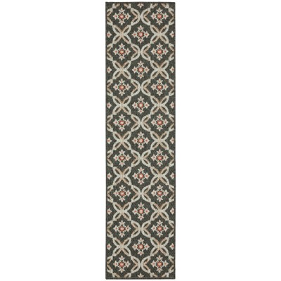 Oriental Weavers Latitude 1904K Grey/ Orange Indoor/Outdoor Area Rug - 1'10" x 7'6"