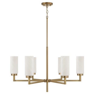 Alyssa Aged Brass 6-Light Chandelier with Faux Alabaster Glass