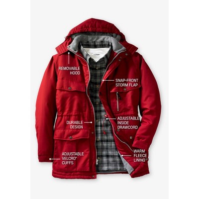 Boulder Creek by KingSize Fleece-Lined Parka With Detachable Hood And 6 Pockets - L, Carbon — фото 3