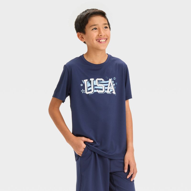 Boys' Short Sleeve 'USA' T-Shirt - All In Motion™ Navy Blue, 1 of 6