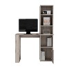 Vynxaria Computer Desk Office Table with 4-Tier Bookcase and Storage Cabinet Compact Design for Home Office Laminated Wood Light Gray - 3 of 4
