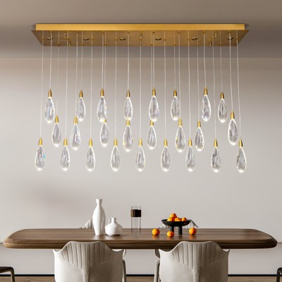 31-Light Dimmable Rectangle Ranidrop LED Crystal Chandelier