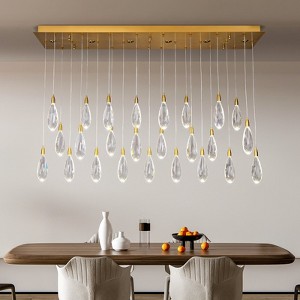31-Light Dimmable Rectangle Ranidrop LED Crystal Chandelier - 1 of 4