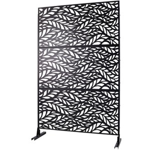 Okak Elegent Outdoor Privacy Screen with Leaf Shape Decoration, Outside Lattice Panels with Stand, Patio Privacy Panels for Lawn - 1 of 4