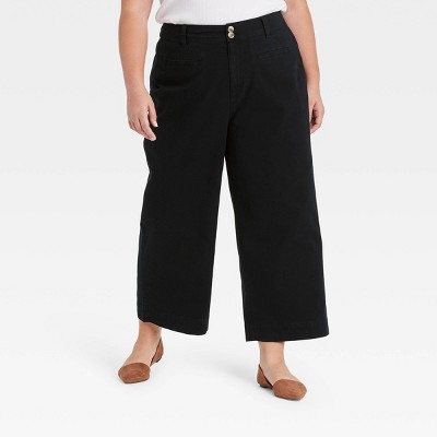 black wide leg cropped pants