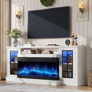 AMERLIFE 3-Sided Glass Fireplace TV Stand with LED Lights - 1 of 4