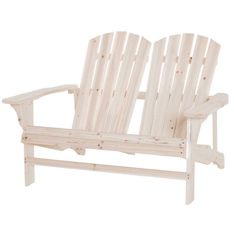 Outsunny Outdoor Adirondack Chair, Wooden Loveseat Bench, Lounger Armchair with Flat Back for Garden, Deck, Patio, Fire Pit, 5 of 11