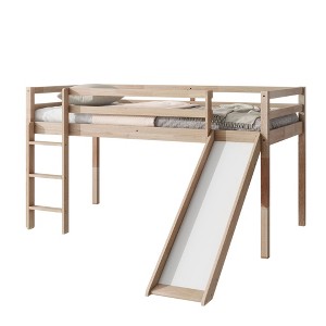 YOOCOZZ Twin Size Low Loft Bed with Safety Guardrail and Slide - 1 of 4