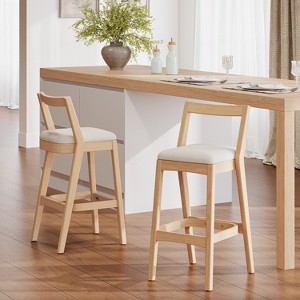 Christopher Knight Home Alric Rustic Rubberwood Upholstered Barstools (Set of 2) - 1 of 4
