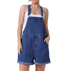 INSPIRE CHIC Women's Denim Overall Casual Outfits Adjustable Strap Bib Romper Jean Shorts - 1 of 4