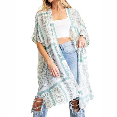 Women's Aztec Printed Long Duster - KORI S/M