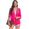 Womens Casual Business Blazer Jacket Long Sleeve Collarless Open Front Cardigan Work Shrug - 2 of 4