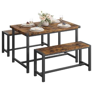 3 Piece Kitchen Table Set,4 Person Dining Table Set with Bench,Space Saving,Easy to Install,Suitable for Dining Room,Living Room,Outdoor - 1 of 4
