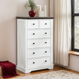 VANIRROR 6-Drawer Storage Dresser, Farmhouse Bedroom Chest with Deep Drawers for Living Room, Hallway, Entryway - 1 of 4