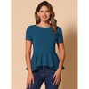 INSPIRE CHIC Women's Short Sleeve Round Neck Stretch Business Classic Peplum Top - 4 of 4