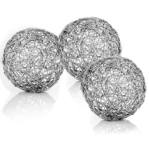HomeRoots Set of Three Silver Wire 4" Decorative Orbs - 1 of 4